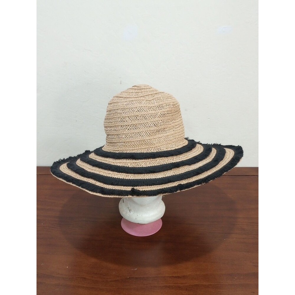Betsey Johnson Black and Tan Fringed Sun Hat - Vintage!